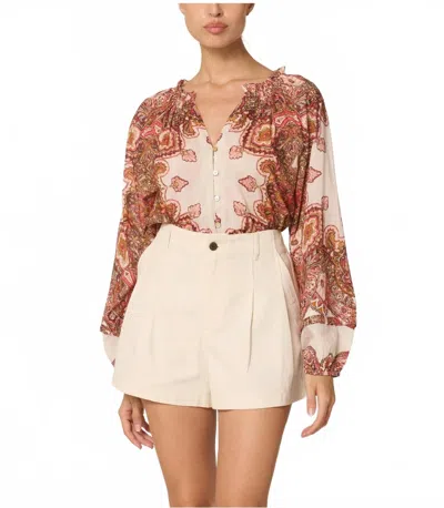 Cleobella Alicia Paisley Print Organic Cotton Voile Peasant Top In Multi