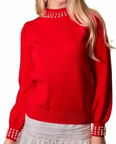 Main Strip Winter Rose Pearl Sweater In Red In Red