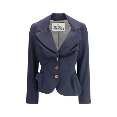 Vivienne Westwood Tailored Jacket With Buttoned Back Vent In Blue