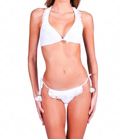 Despi Lace Ruffle Bikini In White