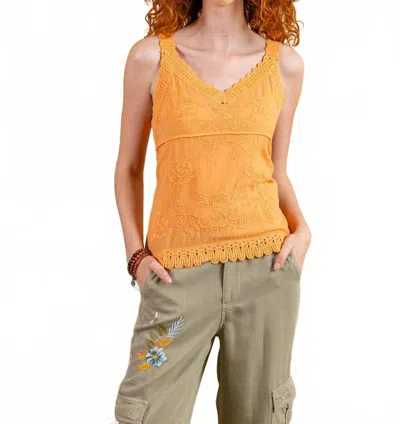 Paparazzi Embroidered Woven Tank Crochet Trim Tank Top In Apricot In Orange