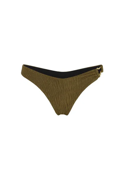 Nelblu Ondas Crinkle Cheeky Bikini Bottom In Olivo