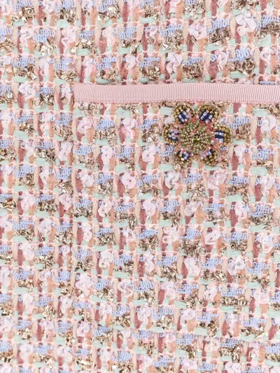 Valentino Womens Multicolor. Embellished Short-sleeves Woven Mini Dress In Pink