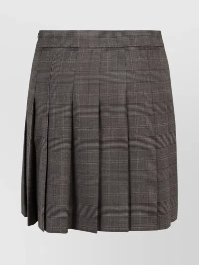 's Max Mara Pleated High-waisted Mini Skirt With Checked Pattern In Gray