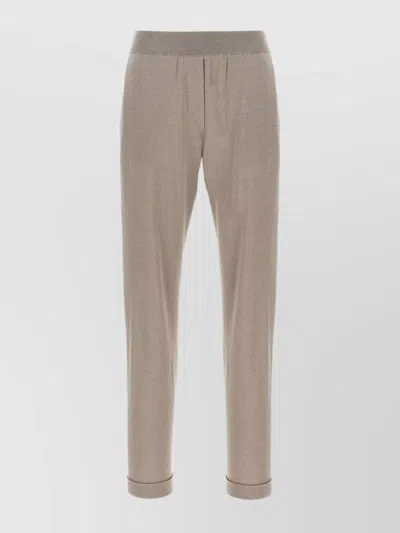 Brunello Cucinelli Shimmering Joggers With Elastic Waistband And Cuffed Hem