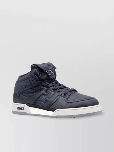 Fendi High-top Sneakers With Textured Finish And Secure Lace-up Closure In Black
