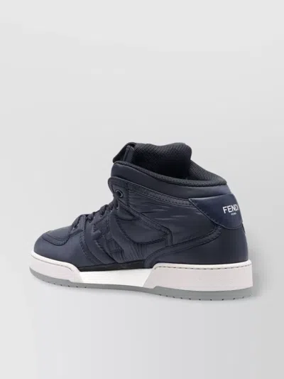 Fendi High-top Sneakers With Textured Finish And Secure Lace-up Closure In Black