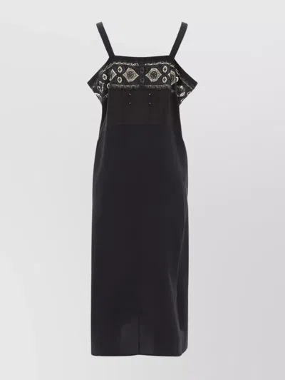 Maison Margiela Embroidered Detail Knee-length Sleeveless Dress In Black
