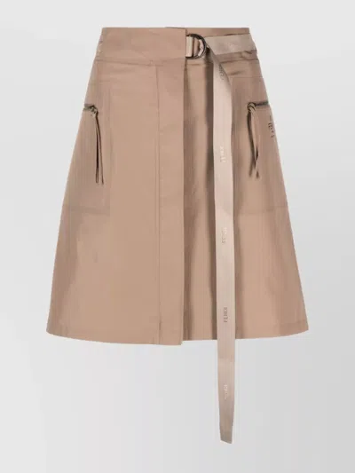 Fendi Waist Belted Skirts With Slit And Pockets In Nude