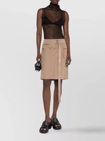 Fendi Waist Belted Skirts With Slit And Pockets In Nude