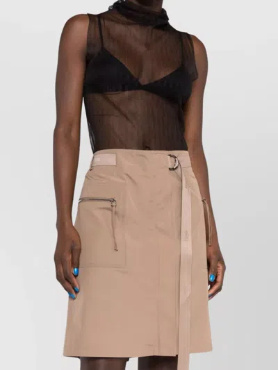 Fendi Waist Belted Skirts With Slit And Pockets In Nude