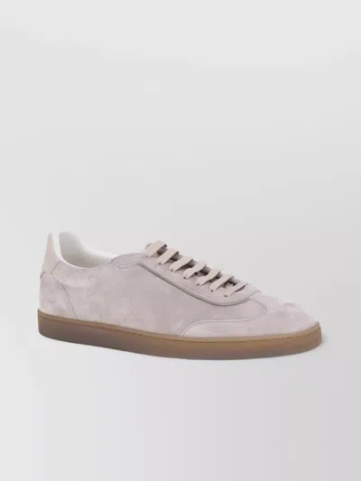 Brunello Cucinelli Suede Sneakers For Sophisticated Comfort In Silver
