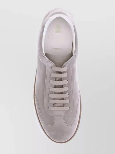 Brunello Cucinelli Suede Sneakers For Sophisticated Comfort In Silver