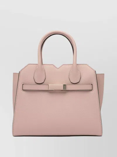 Valextra Structured Top Handle Shoulder Bag Metal Hardware In Pink