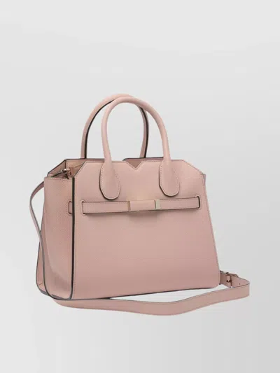 Valextra Structured Top Handle Shoulder Bag Metal Hardware In Pink