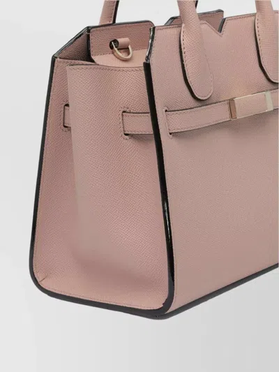 Valextra Structured Top Handle Shoulder Bag Metal Hardware In Pink