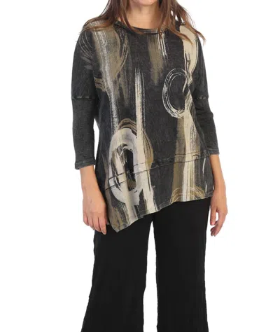 Jess & Jane Canali Mineral Washed Dolman Sleeve Cotton Tunic In Multi In Black