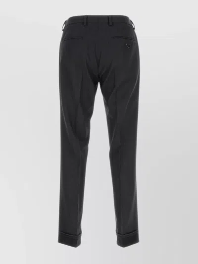 Prada Wool Pant With Back Pocket And Belt Loops In Black