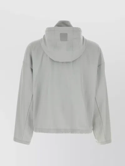 Loewe Twill Jacket With Hood And Drawstring In Gray