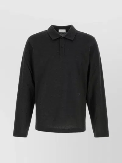 Ferragamo Graphite Cotton Blend Polo Shirt
