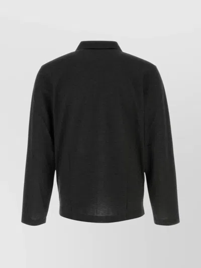 Ferragamo Graphite Cotton Blend Polo Shirt