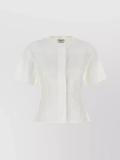 Alexander Mcqueen Poplin Shirt With Short Sleeves And Seam Detailing