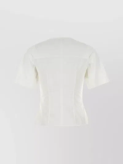 Alexander Mcqueen Poplin Shirt With Short Sleeves And Seam Detailing