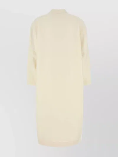 Mm6 Maison Margiela Wool Blend Coat With Dropped Shoulders In Neutral