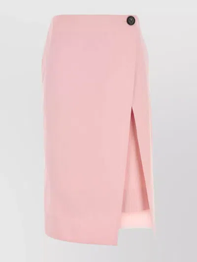 Bottega Veneta Skirt Twill Button Detail Slit Wrap Design In Pink