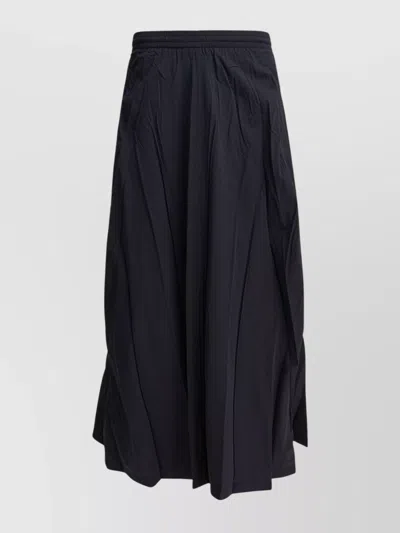 Balenciaga Elastic Waistband Midi Length Pleated Skirts In Black