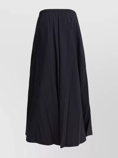 Balenciaga Elastic Waistband Midi Length Pleated Skirts In Black