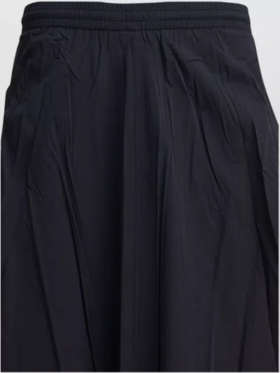 Balenciaga Elastic Waistband Midi Length Pleated Skirts In Black