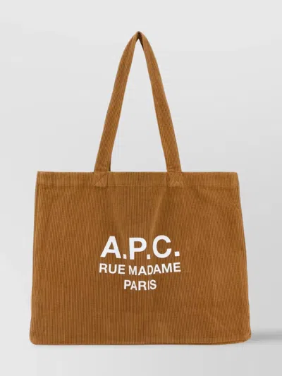 Apc Corduroy Diane Shopping Bag With Dual Handles In Orange