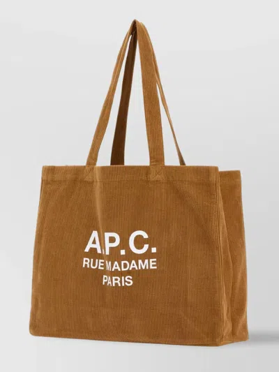 Apc Corduroy Diane Shopping Bag With Dual Handles In Orange