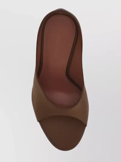 Amina Muaddi Brown Calf Leather Bos Taurus High Heel Pumps In Multi