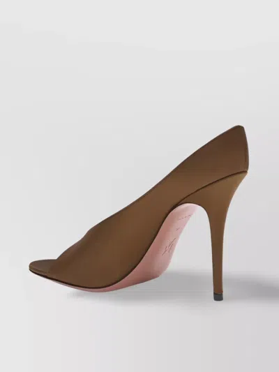 Amina Muaddi Brown Calf Leather Bos Taurus High Heel Pumps In Multi