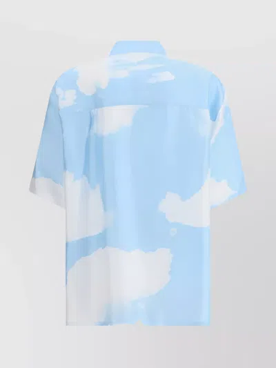 Moschino Silk Twill Shirt Archive Clouds In Blue