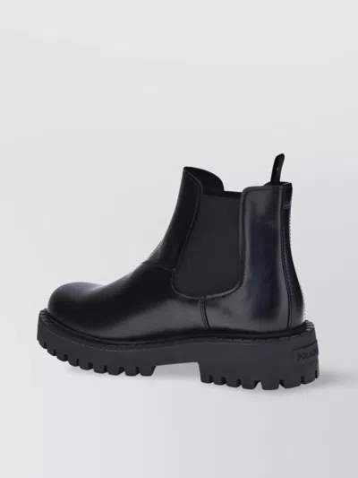 Prada Elastic-gusset Leather Boots In Black