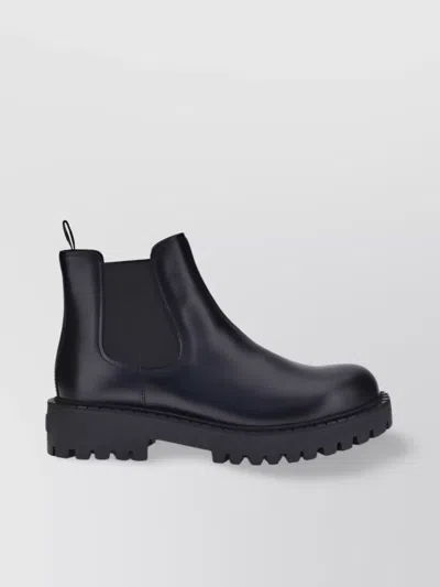 Prada Elastic-gusset Leather Boots In Black