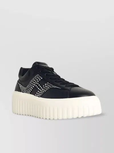 Hogan Leather Sneakers With Platform Sole And Embellished Stripes