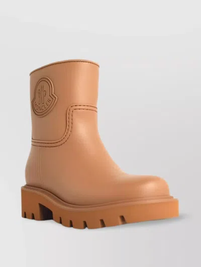 Moncler Chunky Sole Round Toe Ankle Boots In Brown