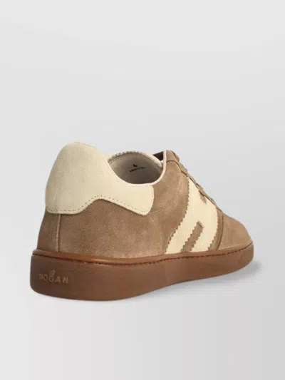 Hogan Cool Beige Suede Sneakers In Brown