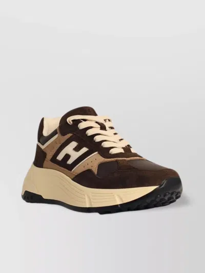 Hogan Leather Sneakers With Contrast Sole And Suede Panels