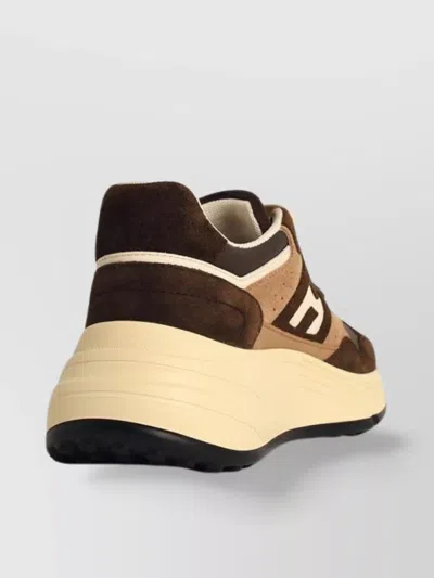 Hogan Leather Sneakers With Contrast Sole And Suede Panels