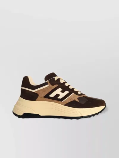 Hogan Leather Sneakers With Contrast Sole And Suede Panels