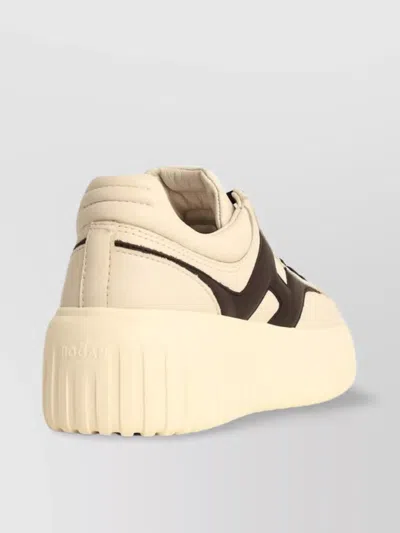 Hogan 'stripes' Leather Platform Sneakers With Contrast Panel