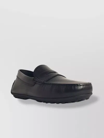 Tod's Penny Strap Round Toe Loafers In Black