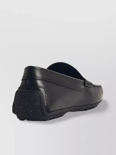 Tod's Penny Strap Round Toe Loafers In Black