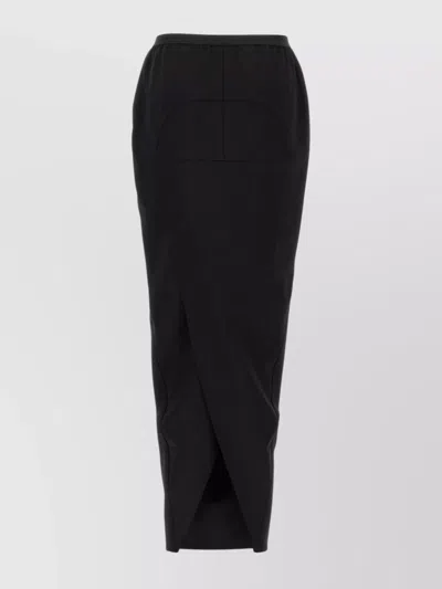 Rick Owens Long Skirt With Elastic Waistband And Back Slit In Black