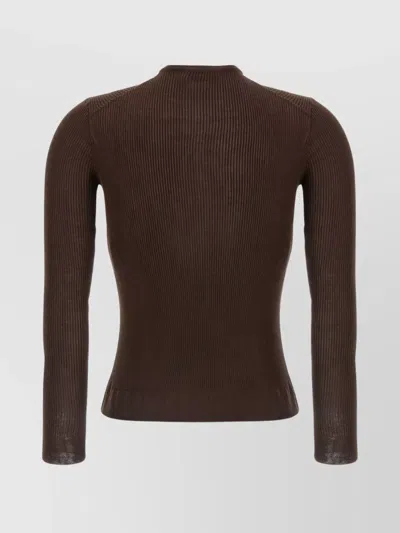 Magda Butrym Luxe Silk Knit Sweater In Brown